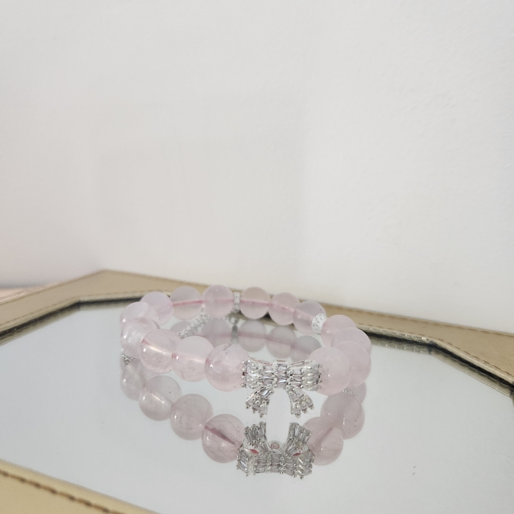 Elegant Pink Beaded Bracelet with Silver Accents